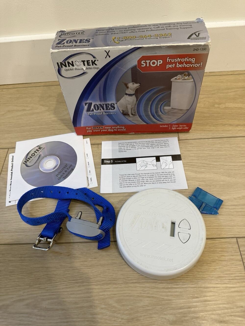 Innotek Zones ZND-1200 Wireless Indoor Pet Proof Barrier 1 Zone & 1 Lt Collar